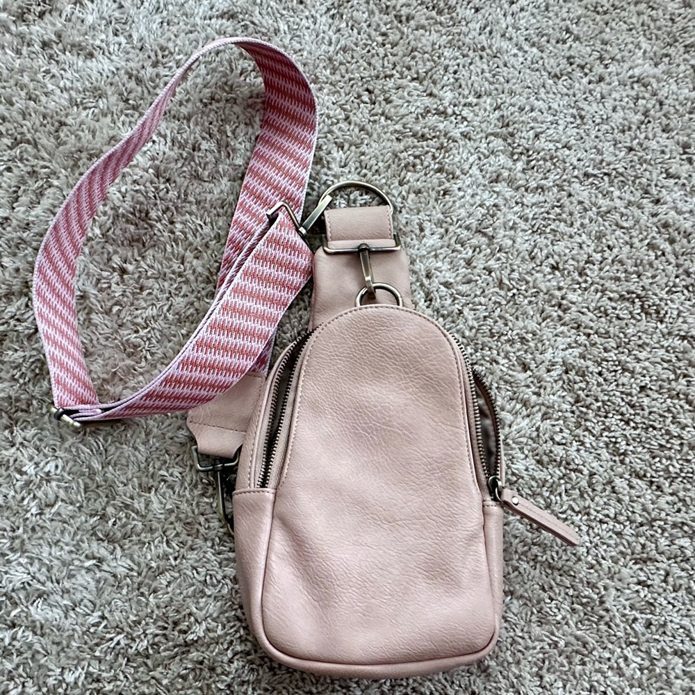 Anthropologie Urban Originals Liberty Convertible Sling
Bag. Blush pink.
